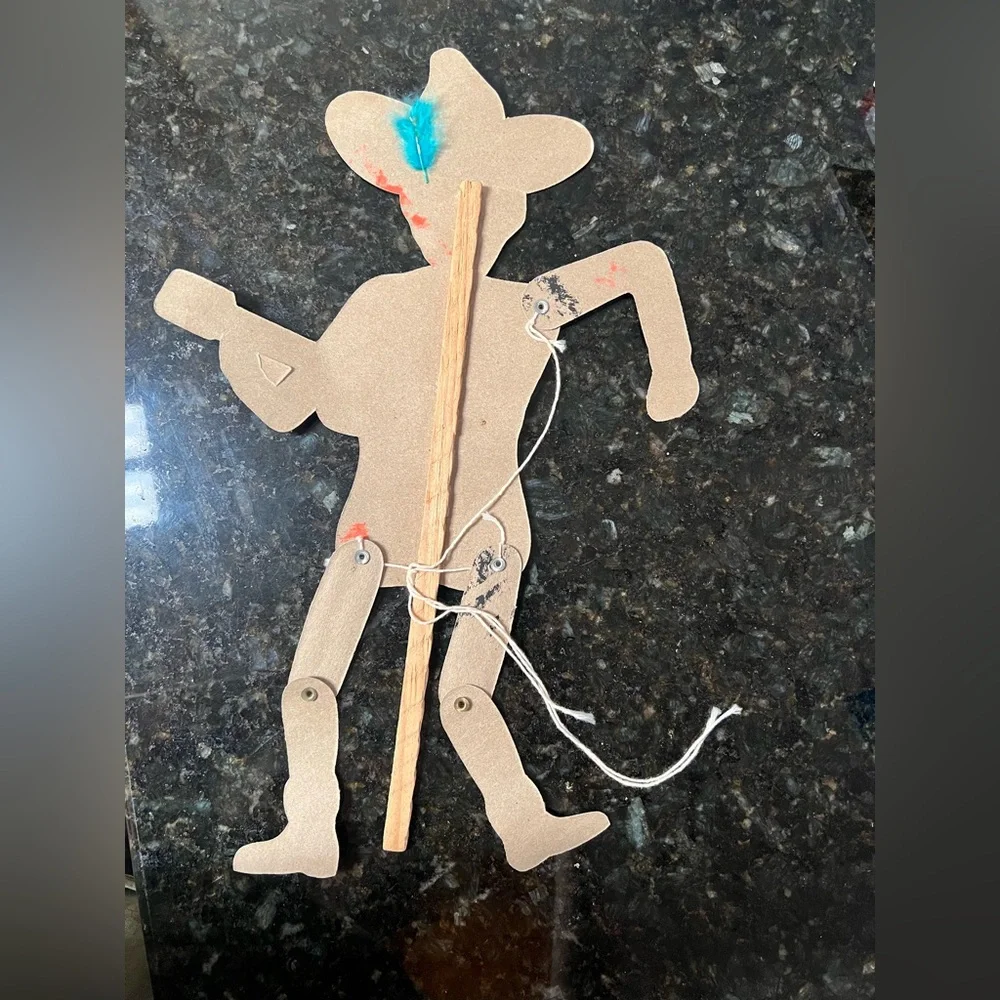 Vintage Skeleton with guitar Halloween hand string puppet